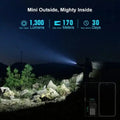 OLIGHT BATON4KITBK flashlight beam illuminating rocks and foliage at night outdoors