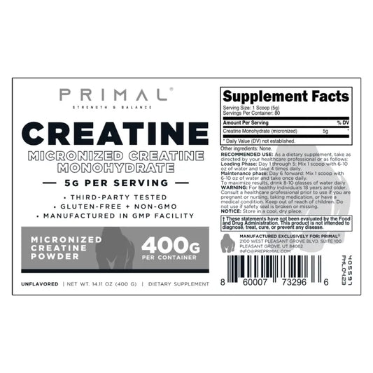 Primal Strength Creatine supplement for athletes including firefighters and police officers