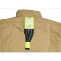 Tan Prime Fire Gear Jacket featuring reflective yellow and white trim color stripes