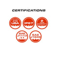 Product certifications for Feniex Storm Pro 200W Siren showcasing quality and reliability