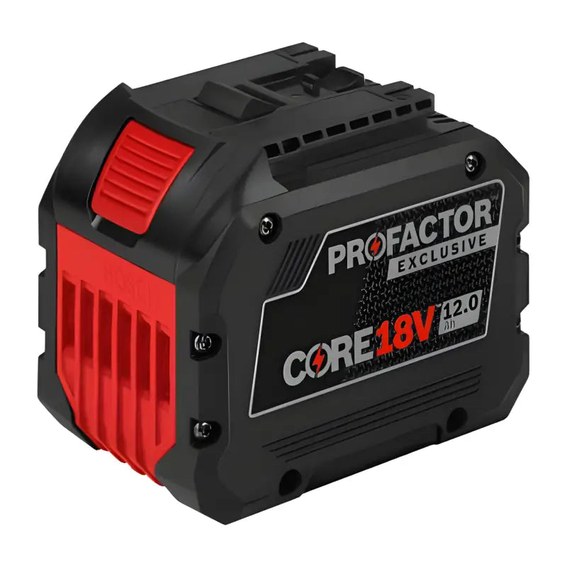 ProFactor Core 18V rechargeable battery with red accents for BOSCH GBA18V120 tools