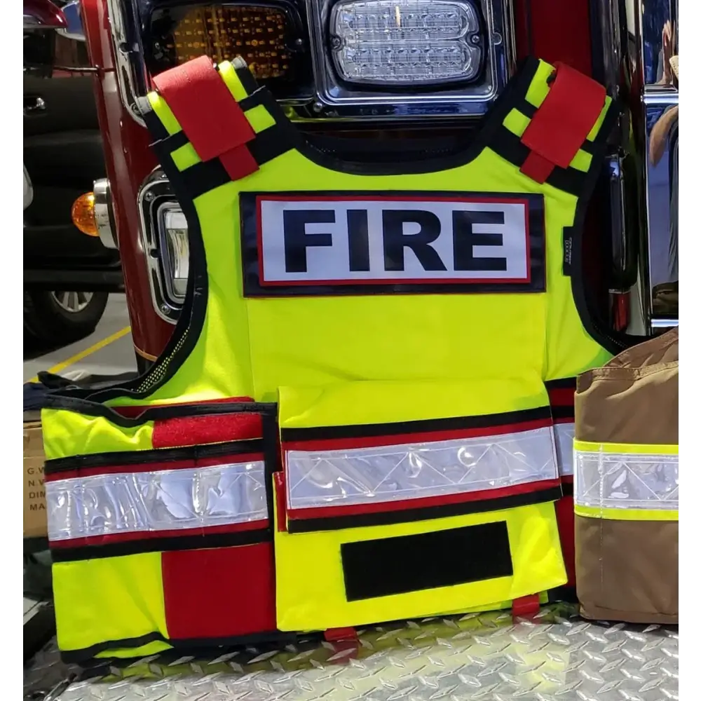 Chief Miller Bullet Proof Vests "PROTECTOR" HI VIZ RED FIRE - TRAFFIC SAFETY & BALLISTIC VEST Apparel