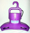 Purple HANG-DRY plastic hanger with hook and ventilation slots for optimal airflow