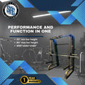 Weightlifting rack with barbell on SFE Commercial Smith Machine with counter balance weights