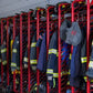 Firefighter turnout gear in Ready Rack Systems for maximum air circulation and durability