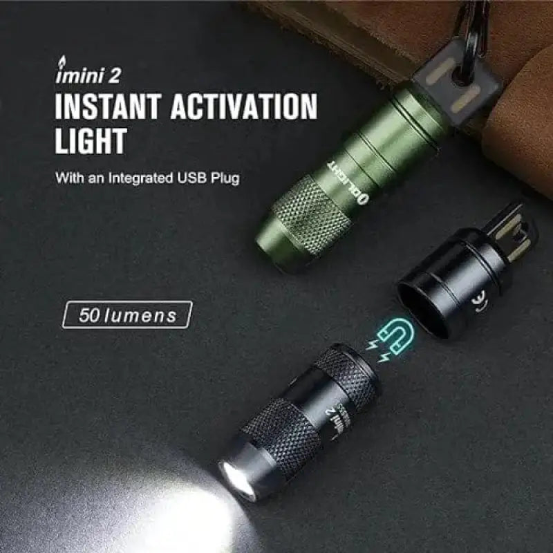 OLIGHT IMINI2ODG Rechargeable Mini Flashlight with USB plug and magnetic cap, 50 lumens