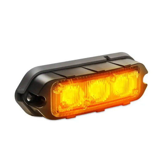Rectangular Amber LED Warning Light on Feniex T3 Surface Mount Grille Light for visibility