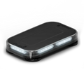 Rectangular black and clear emergency light bar for first responders, firefighters, and police