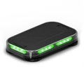 Rectangular black light bar with green LEDs for first responders, firefighter, police safety