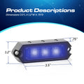 Rectangular blue LED light with dimensions for UBL G3 Surface Mount LED Surface Mount