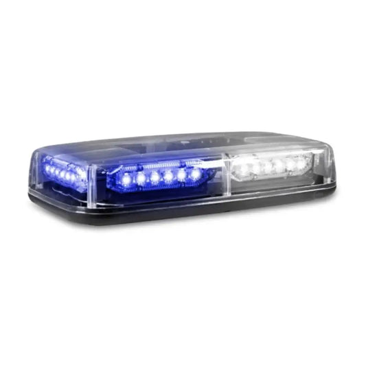 Rectangular U-Lite Mini Light Bar with blue and white LEDs for emergency signaling