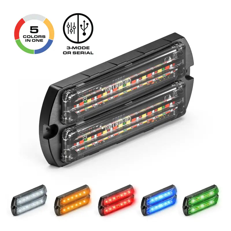 Rectangular LED warning light heads on Feniex Q Series Flat Dual Surface Mount for enhanced visibility