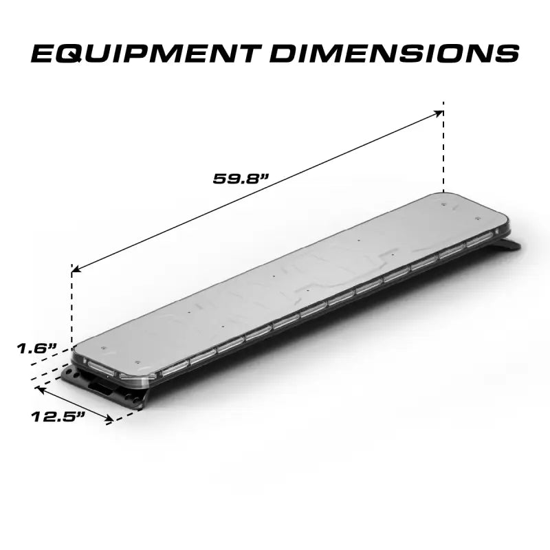 Rectangular Feniex Quantum 2.0 60-inch GPL light bar with dimensions for gpl light use