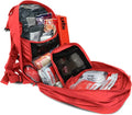 Red first aid backpack from Deluxe Tactical Medical Kit for first responders, firefighters, police