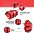 Red first aid bag with compartments for first responders firefighters and police emergency use