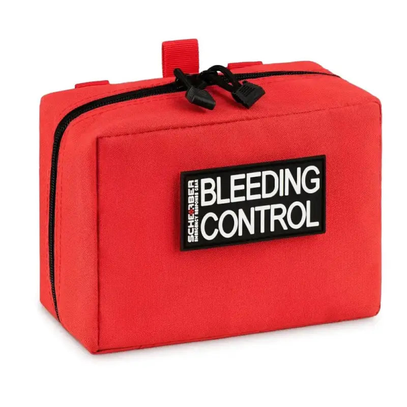 Red Scherber Public Access Bleeding Control Kit with black zipper for trauma first aid