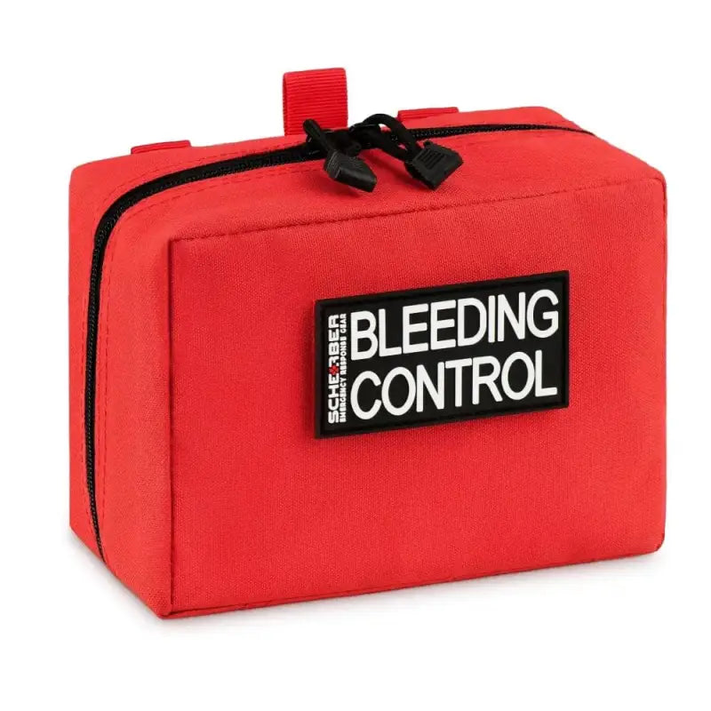 Red Scherber Public Access Bleeding Control Kit with black zipper for trauma care supplies