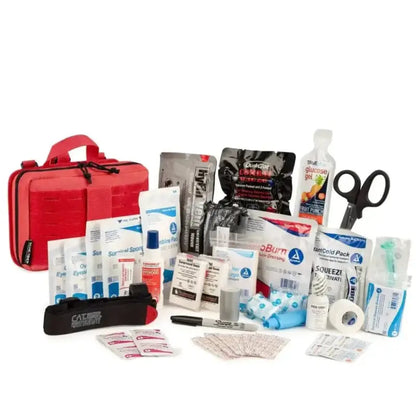 Red Scherber Vehicle IFAK Emergency Trauma Kit with medical supplies and bandages