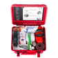 Red Waterproof 6500 Series First Aid Kit with elastic patch bandages for emergencies