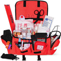 Red First Aid Kit with Medical Supplies for First Responders Firefighter Police EMT Trauma Kit
