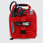 Red first aid kit with tools for First Responders, Firefighter, and Police trauma needs