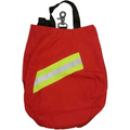 Red SCBA Airmask Respirator Bag with reflective stripes, fleece lining, and black handle