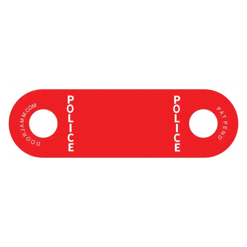 Red bar police doorjamm opener with POLICE text for first responders in 6 colors