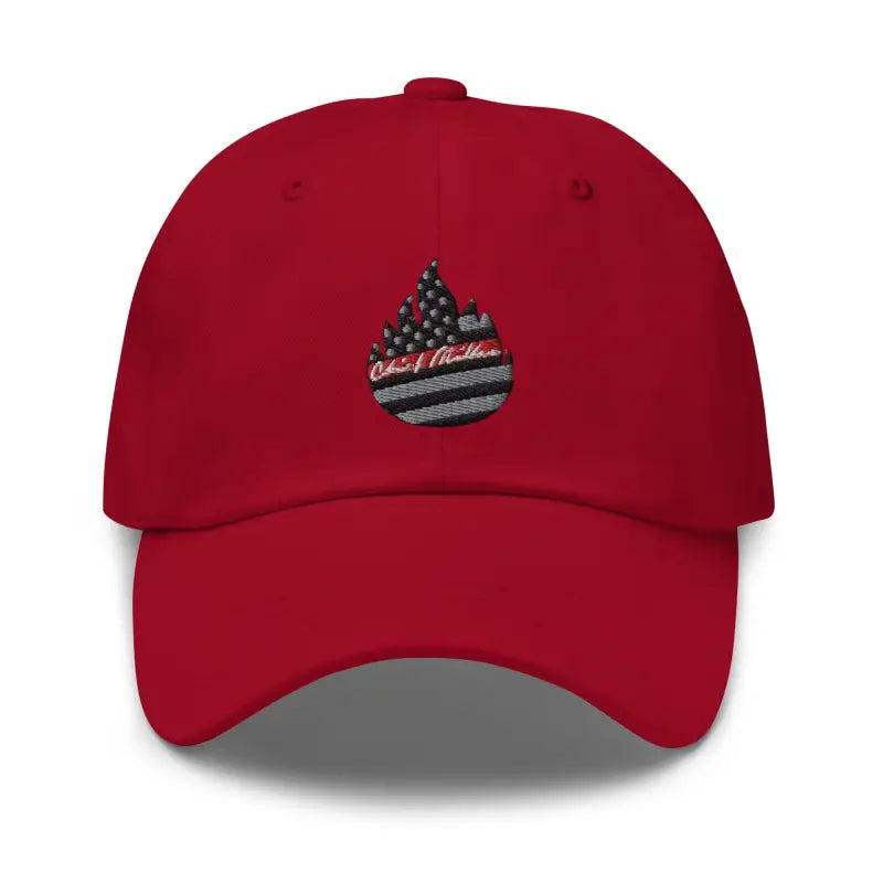 Red Chief Miller Dad hat with a black and gray American flag logo patch in chino cotton twill