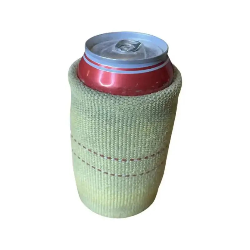 Red beverage can in mint green koozie, perfect firefighter or groomsman gift