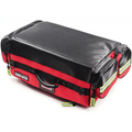 Red and black carbon fiber motorcycle tail bag for Scherber Ultimate First Responder Trauma Kit