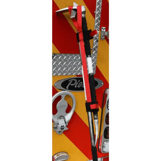 Red and black crutch, New York Hook Halligan Bar Marrying Strap for mobility aid