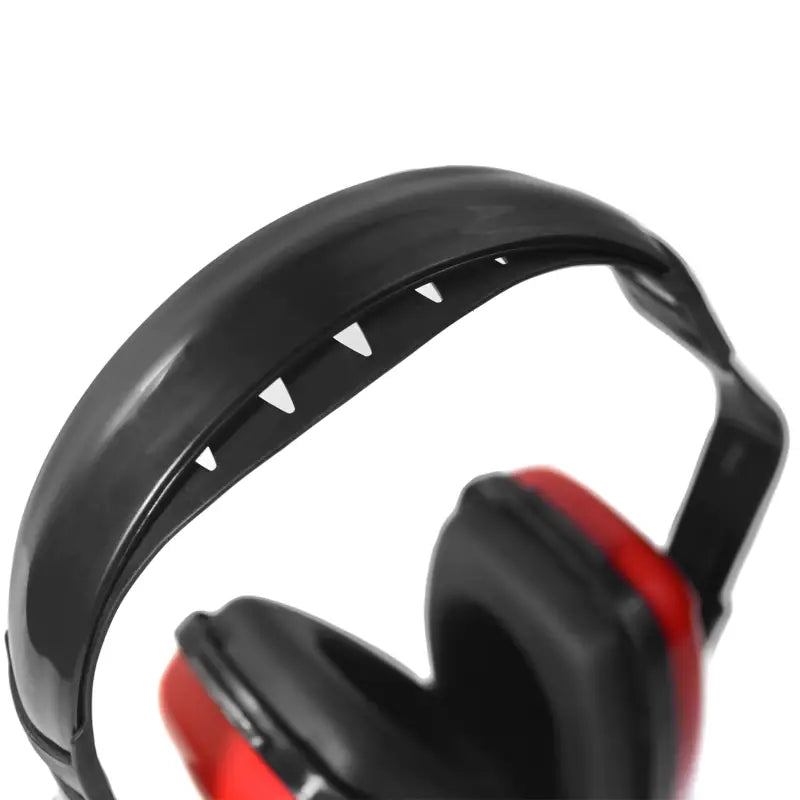 Red and black hearing protection earmuffs, 23dB NRR noise cancelling for effective noise reduction