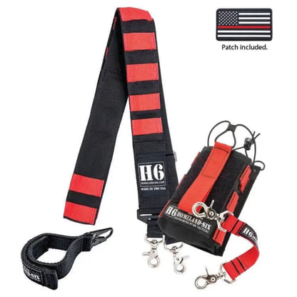 Red and black H6 Frontline Radio Strap Kit from Inferno Series with universal radio holder