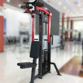 Red and black SFE Selectorized Pec Fly/Rear Delt Machine with 250lb weight stacks