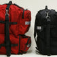 Red and black medical backpacks made of ballistic nylon with ample storage space for first responders