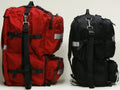Red and black medical backpacks made of ballistic nylon with ample storage space for first responders