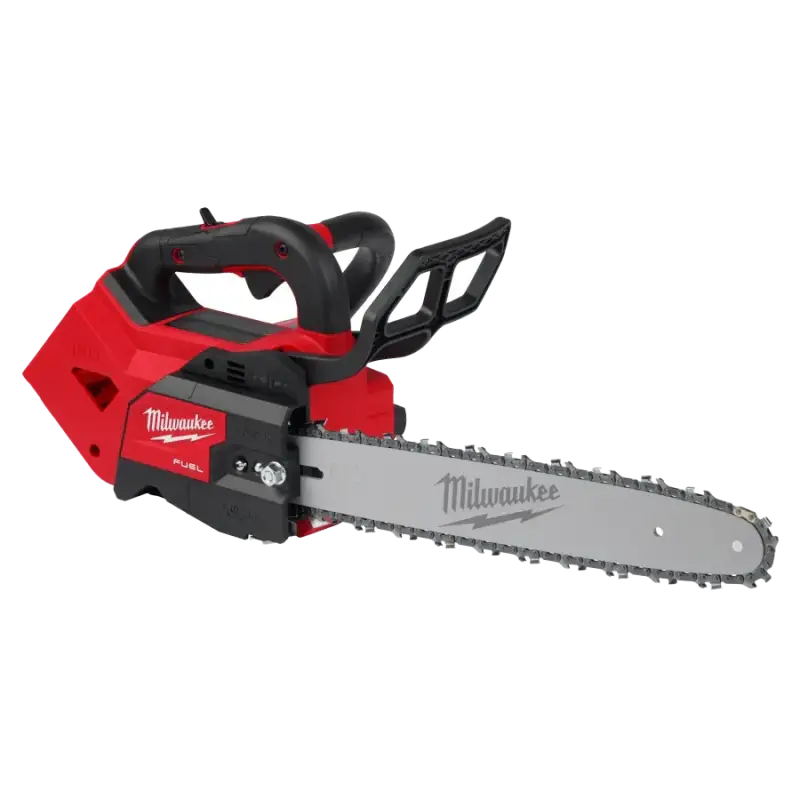 Red and black Milwaukee handle chainsaw m18 fuel top handle saw for efficient cutting
