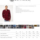 Red and black plaid flannel button-up shirt from Burning Hop Flannel collection