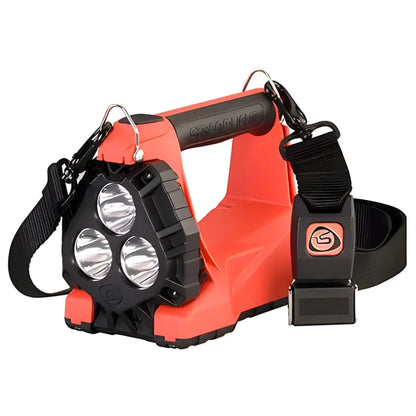 Red and black VULCAN 180 Lantern with quick release shoulder strap and durable design