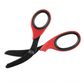 Red and black ergonomic scissors for XShear Heavy Duty Trauma Shears with black titanium coated blades