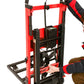 Red and black stair climbing hand truck dolly for easy transport of heavy loads