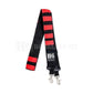 Red and black striped Frontline Radio Strap from the Inferno Series with metal clips