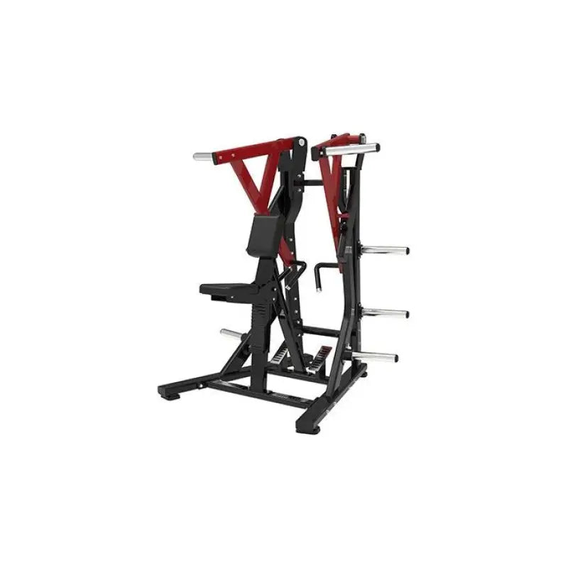 Red and black weight lifting machine for firefighters, police, and first responders training