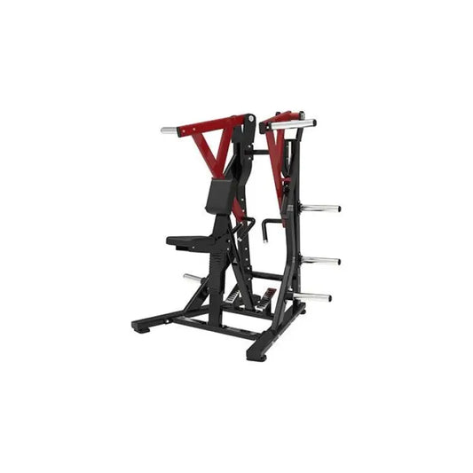 Red and black weight lifting machine for firefighters, police, and first responders training