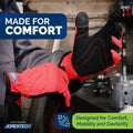 Red and black touchscreen safety work gloves in a pack of 3 for versatile protection