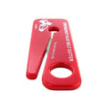 Red seat belt cutter with flat metal blade from line2design’s 4-Pack rescue tools