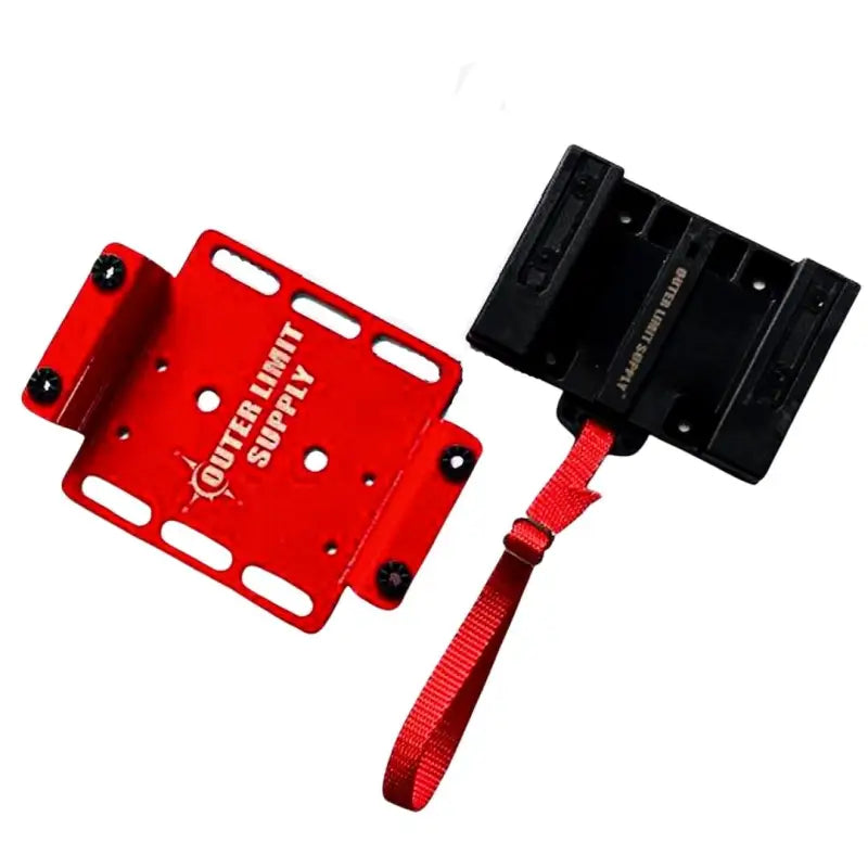 Red mounting bracket with black attachment and strap for Aluminum Quick Release Mounting System