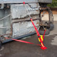 Red car stabilization jack from JYD ZSTRUT Style Rescue Strut Systems includes x2 small rescue struts