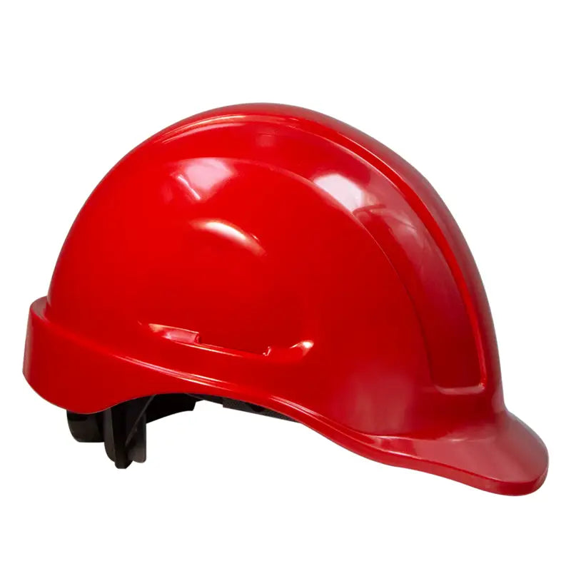 Red Cap Style Safety Hard Hat with 4 Point Suspension and comfortable brow liner