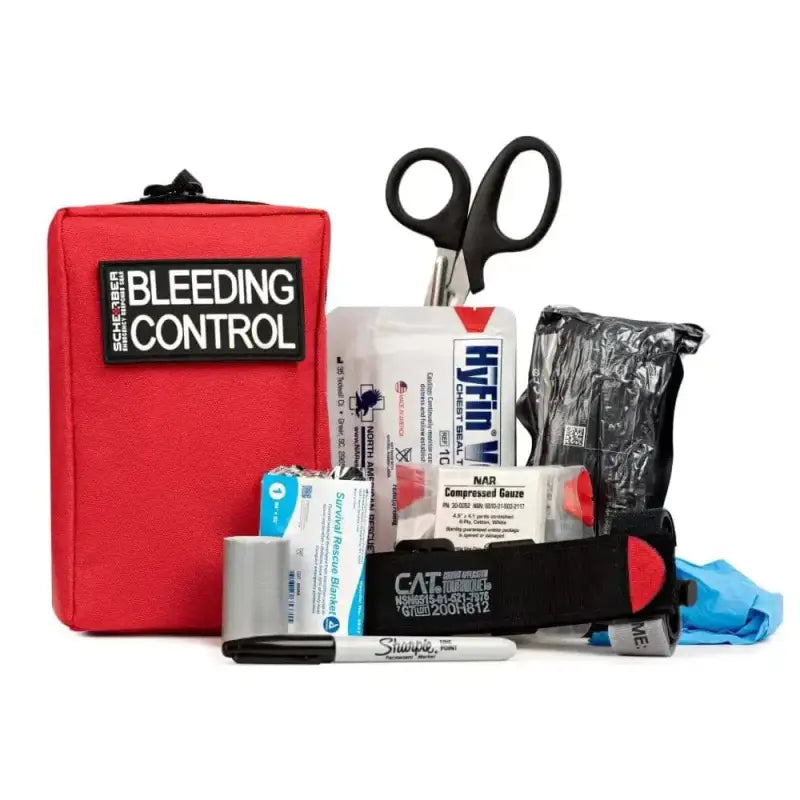 Red Scherber Public Access Bleeding Control Kit with essential trauma medical supplies